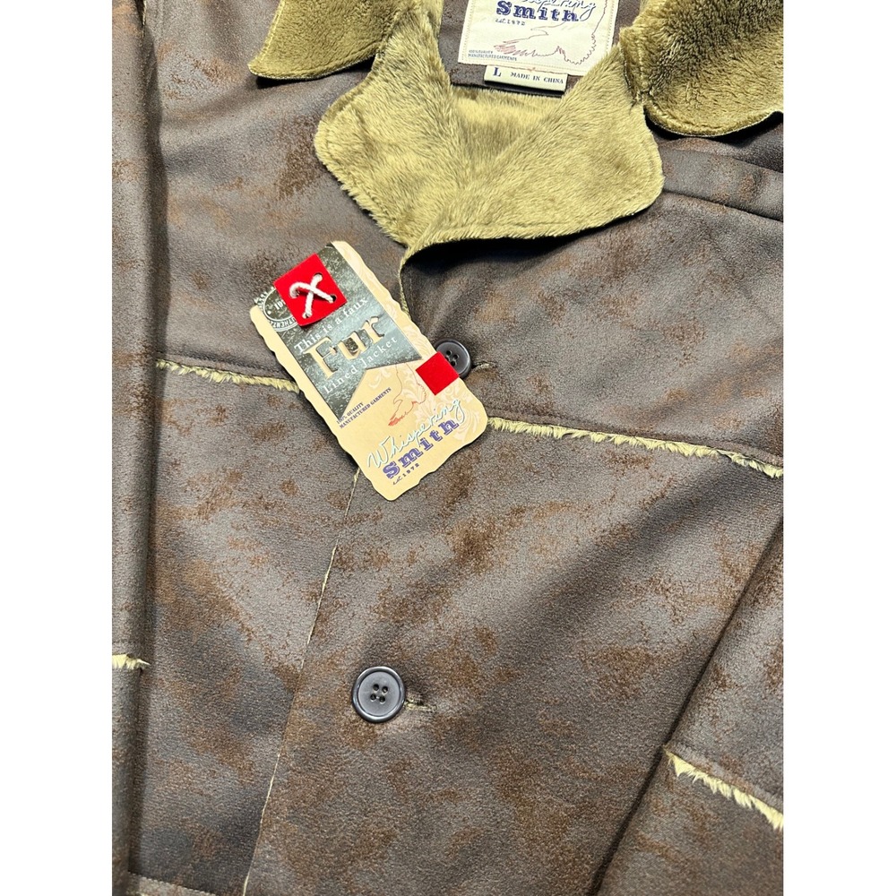 Whispering Smith Womens Faux Fur Lined Jacket Brown Distressed Look Size L - Picture 3 of 8